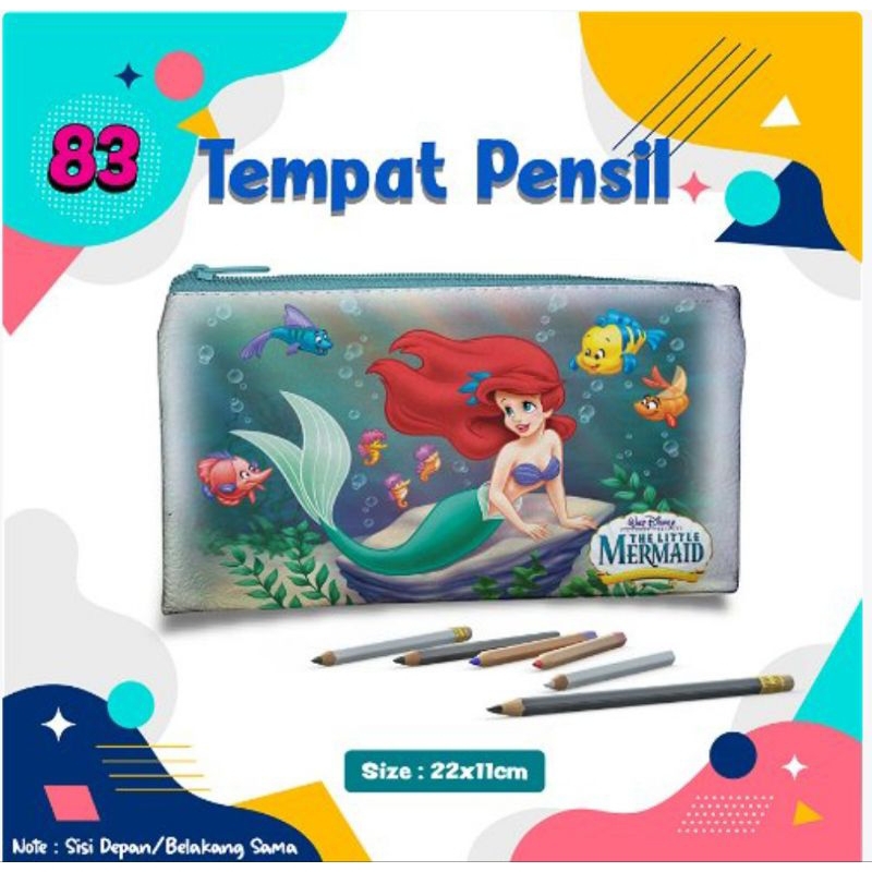 

Tempat pensil/ pouch tempat pensil/ Tempat alat tulis/ pencil case pouch karakter kartun Mermaid