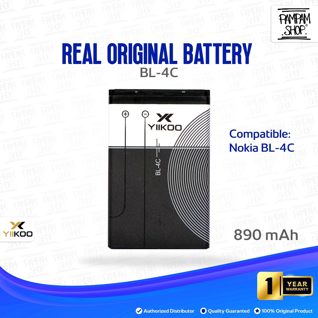 YIIKOO Baterai Nokia BL-4C BL4C 1202 1203 1661 2650 3500C 3500 Classic 5100 6100 6103 6104 6131 6170