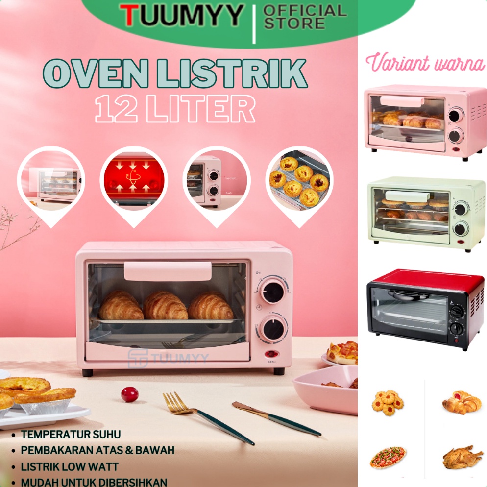 KODE T64I TUUMYY OVEN PEMANGGANG ELEKTRIK MULTIFUNGSI 12L TUUMYY WARNA PASTEL TM122F