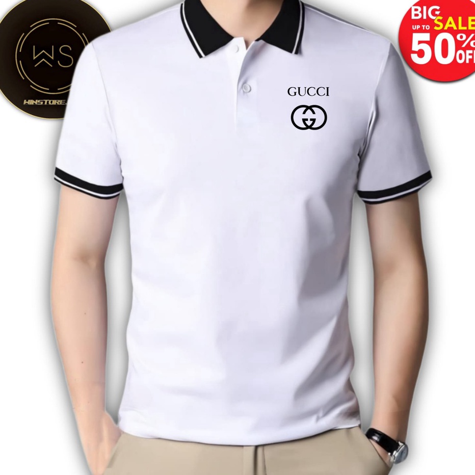 ORIGINAL Kaos tshirt polo KOMBINASI WARNA Motif LOGO GC pria polos ukuran M  L  XL  XXL Baju berkera