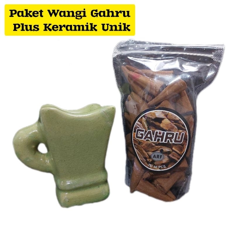 Paket Wewangian Buhur + Keramik Unik Gaharu Kerucut Asap Bawah Gahru