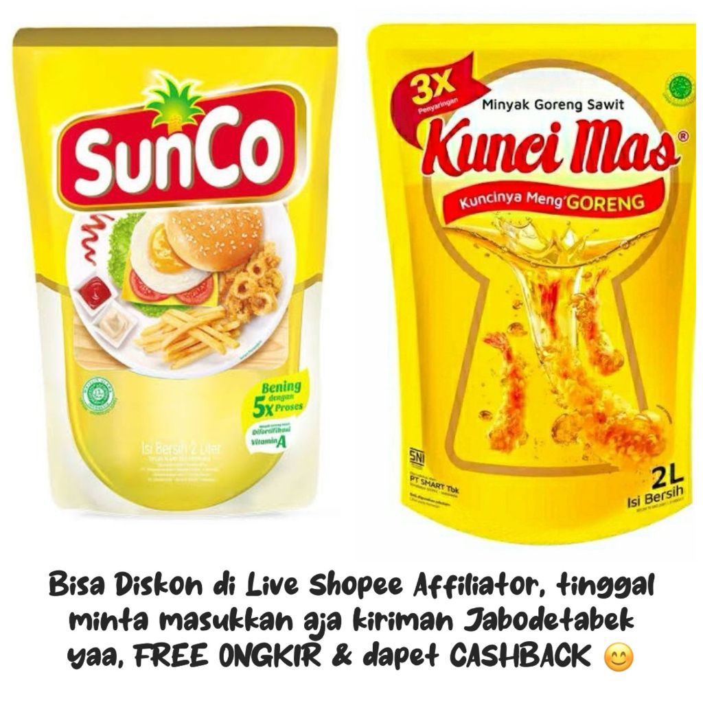 

MINYAK GORENG POUCH 1 LITER SUNCO KUNCI MAS JABODETABEK