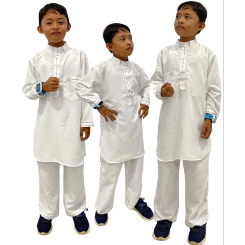 Pakaian Setelan Koko Anak Khusus Putih Premium