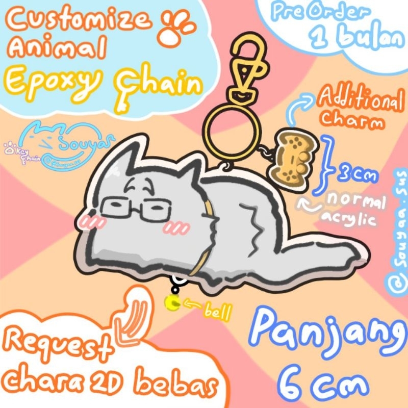 *CHECK DESKRIPSI* Souyaa custom animal epoxy keychain