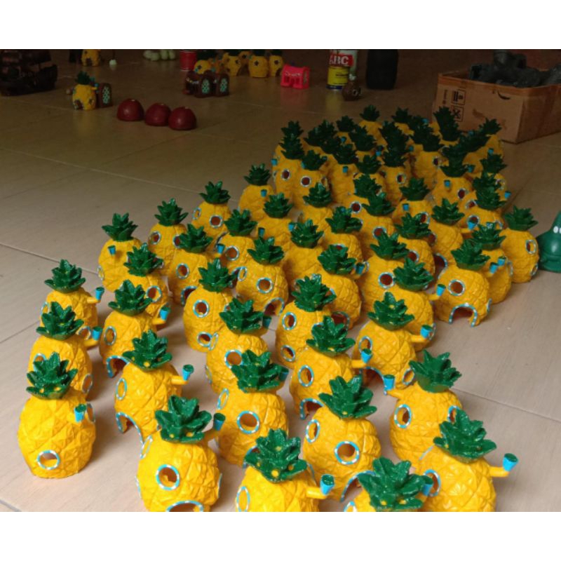 hiasan aquarium rumah spongebob