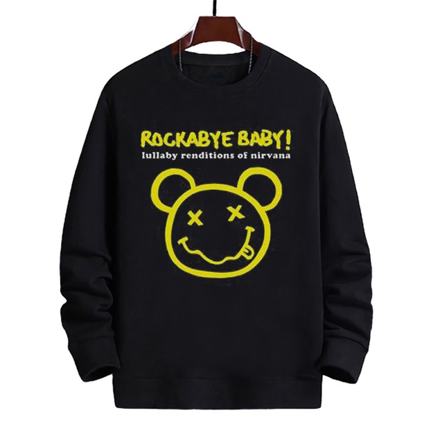 Sweater Nirvana Smile Rockbye Baby Crewneck Bahan Cotton Fleece