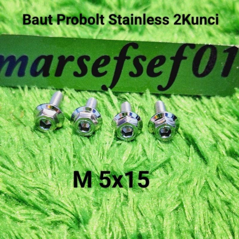 Baut Probolt Stainless 2Kunci M 5x15 Baut Stainless Original Heng