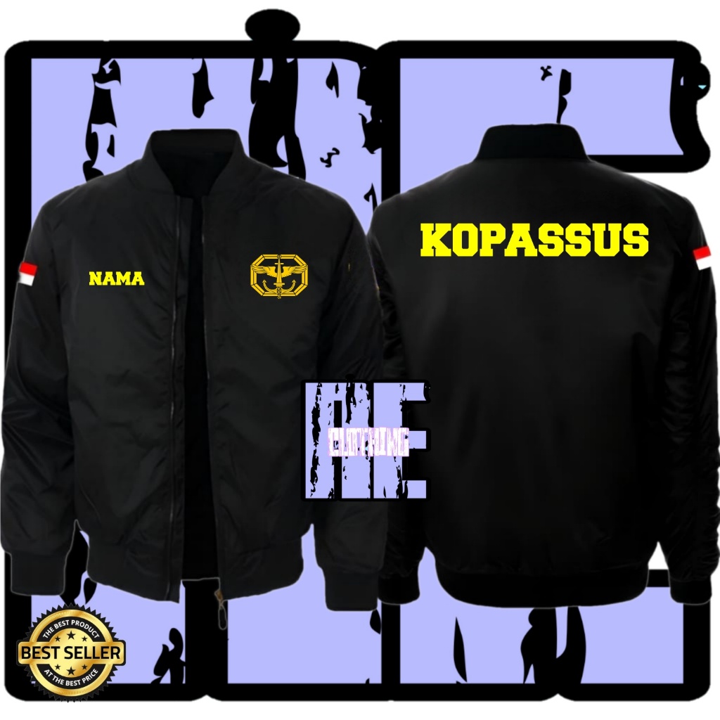 Jaket Bomber Pria Jacket Pilot Kopassus Hitam Anti Air Anti Angin  Tebal Keren Kekinian Original 100