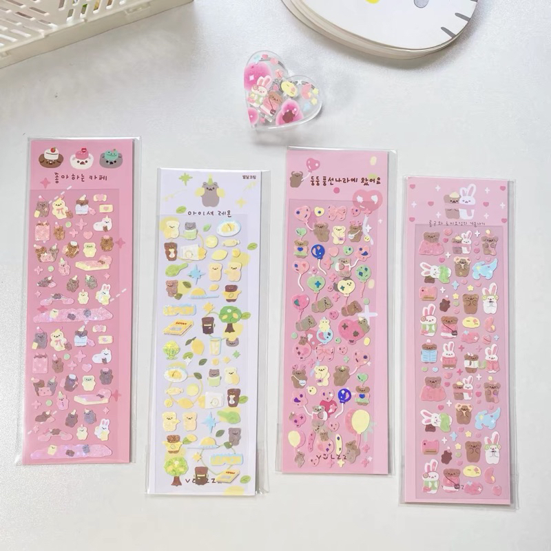 

sticker deco photocard korean confetti bear glitter bunny readystock stiker B906 B606