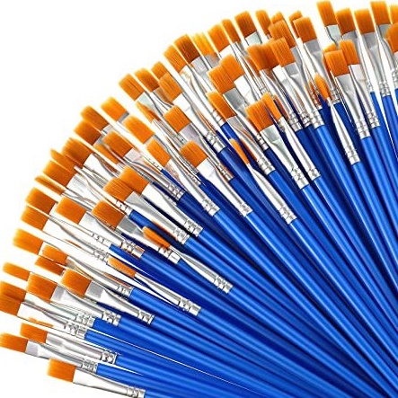 

ART D7D4 GROSIR Kuas lukis 5pcs grosir Round Flat Tip Kuas Melukis Cat Nylon Brush