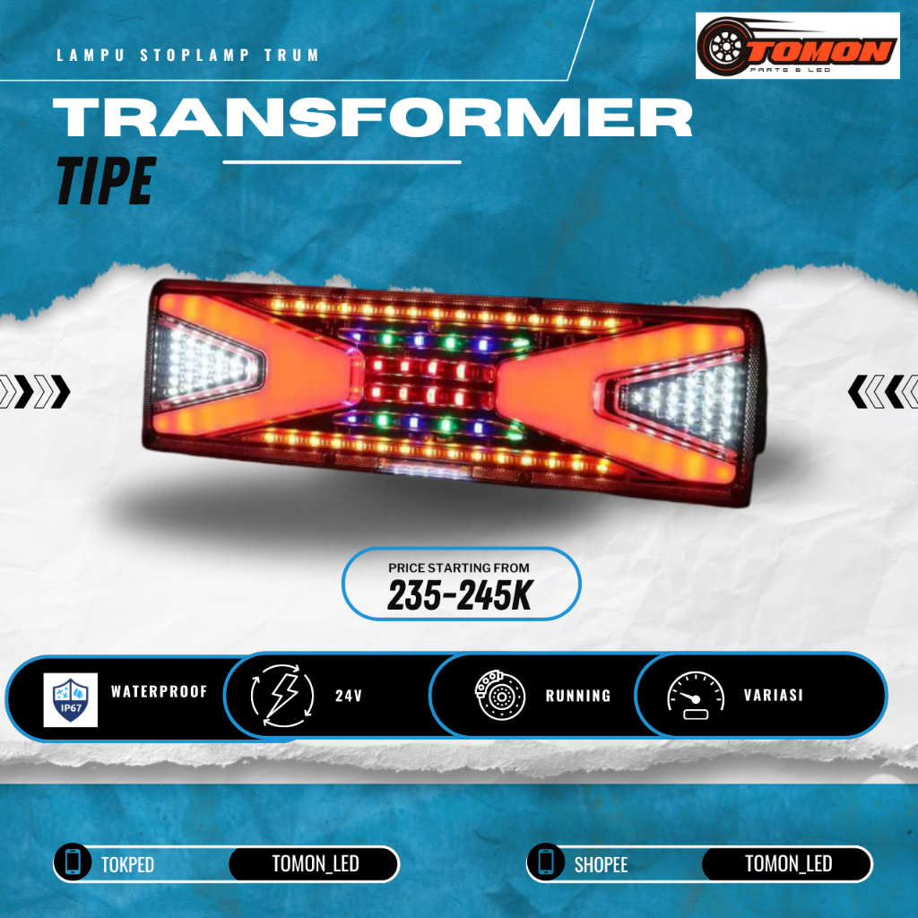Lampu Stoplamp Truk 24V Model Transformer Sein Running 41CM & 47CM