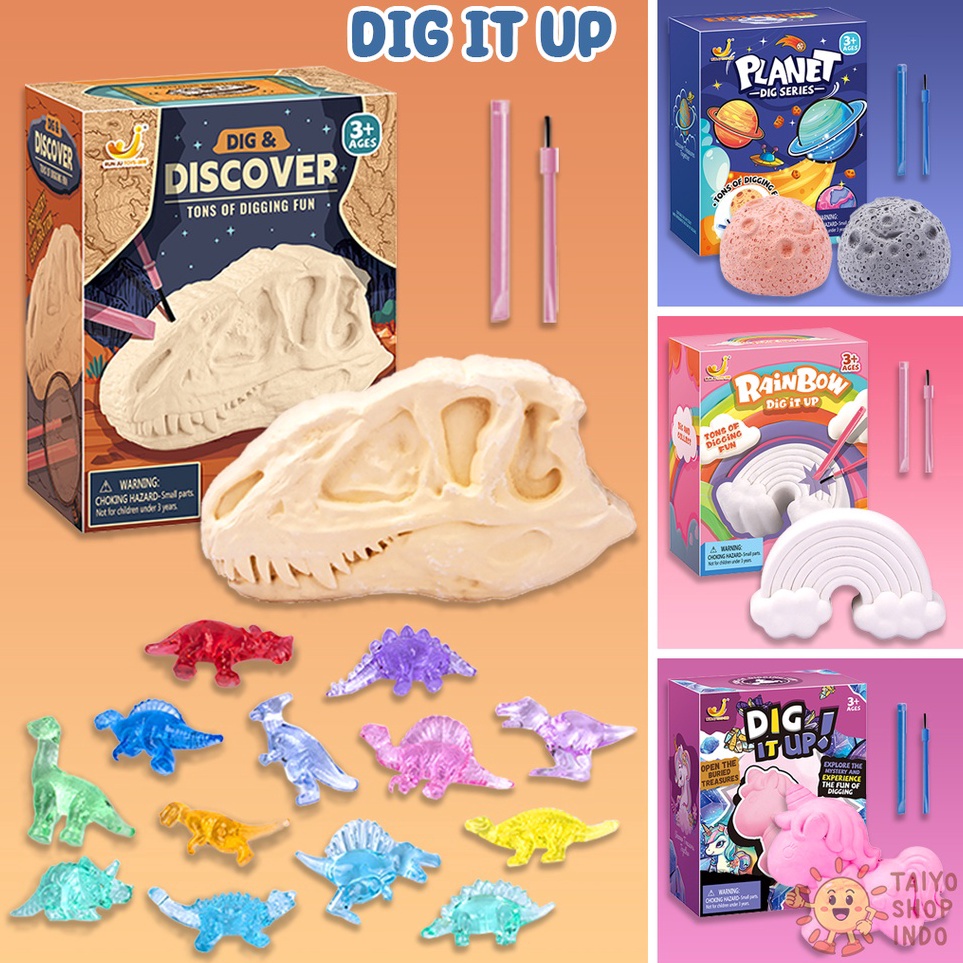 Update Terjamin  Taiyo Mainan Anak Dig It Up Dino Planet Rainbow Unicorn Edukasi Gali Gypsum