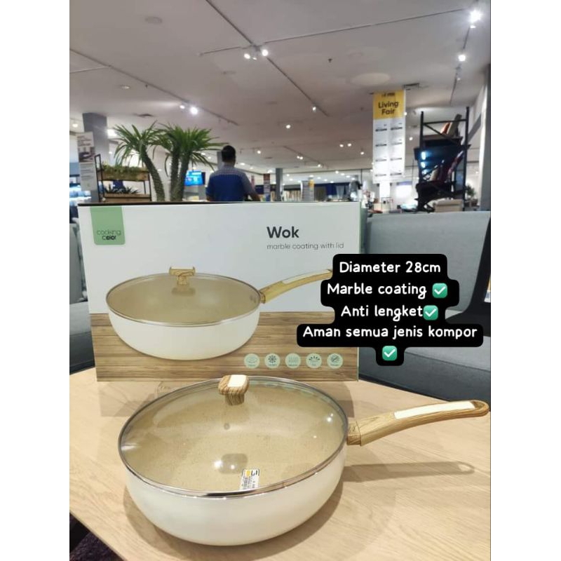 Informa wok pan hoshiko marble coating  anti lengket