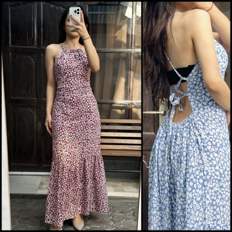 GIA DRESS SEKSI TALI SILANG BELAKANG, DRES PESTA PARTY & PANTAI
