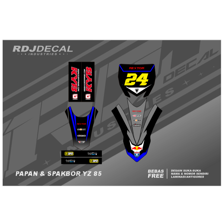 DECAL STIKER PAPAN & SPAKBOR YZ 85 (004) DEKAL STICKER SAYAP DEPAN BELAKANG YZF NEW FULLBODY 2015 20