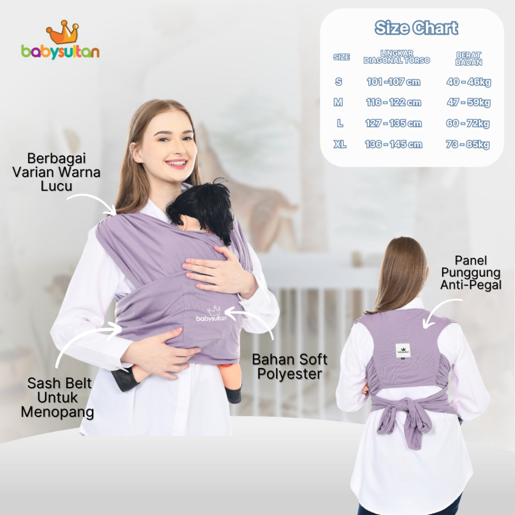 JM Baby Sultan - Gendongan Bayi Depan M Shape 3in1 Fast Baby Wrap Premium Dengan Sash Belt