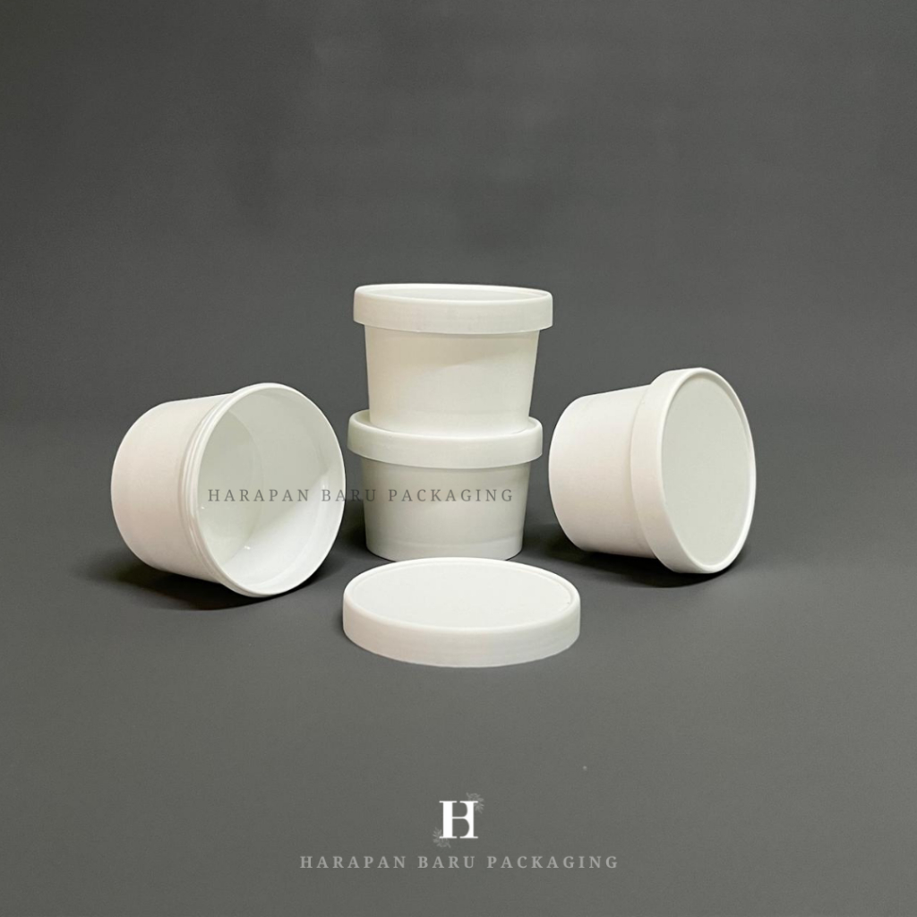 HB Pot Jar Kosmetik Cream Skincare 100ml Full Putih - Jar Ice Cream