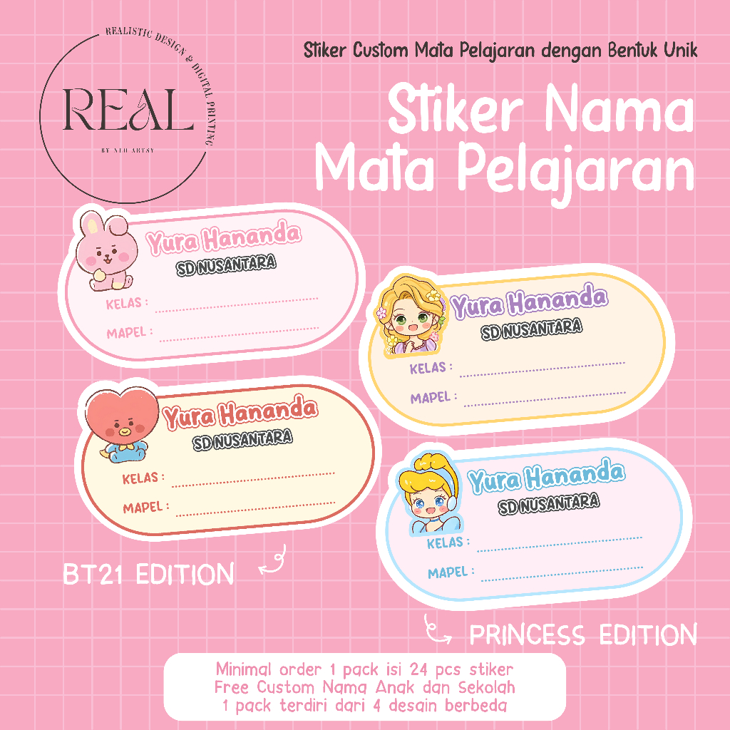 

Stiker Nama Custom Pelajaran / Stiker Nama Sekolah / Stiker Nama Buku - Kisscut