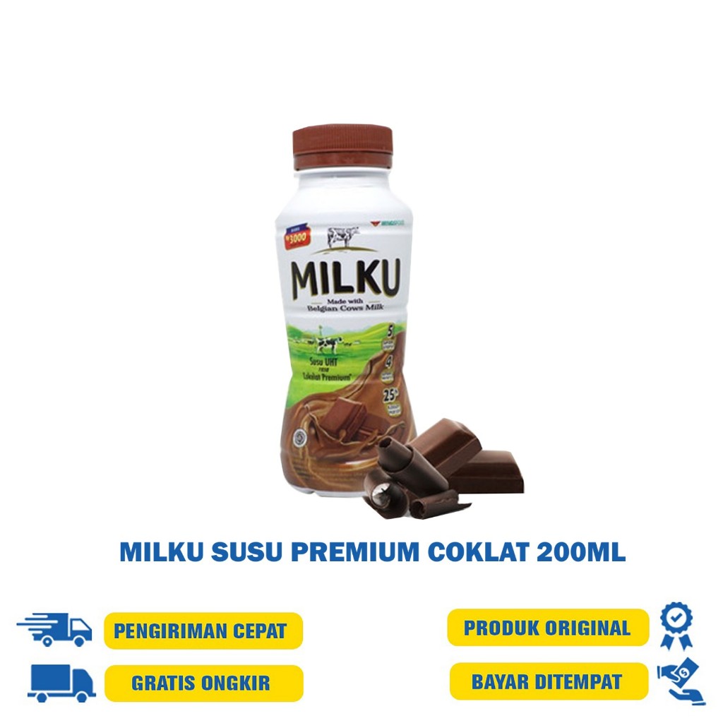 

MILKU SUSU PREMIUM RASA COKLAT/STRAWBERRY 200ML/MILKU ORIGINAL 200ML