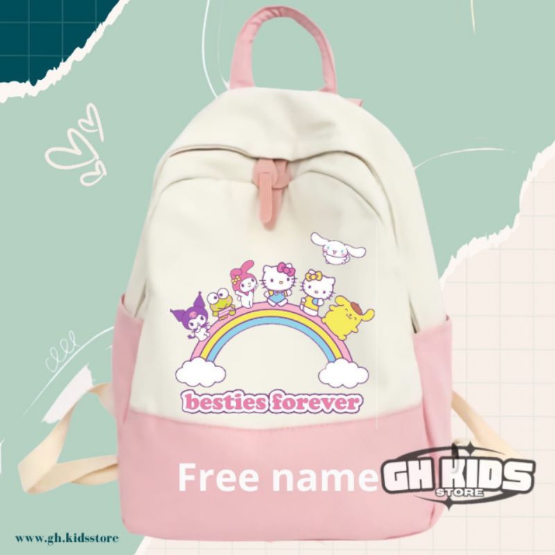 TAS RANSEL ANAK GAMBAR HELLO KITTY BESTIES FOREVER TERBARU FREE NAMA