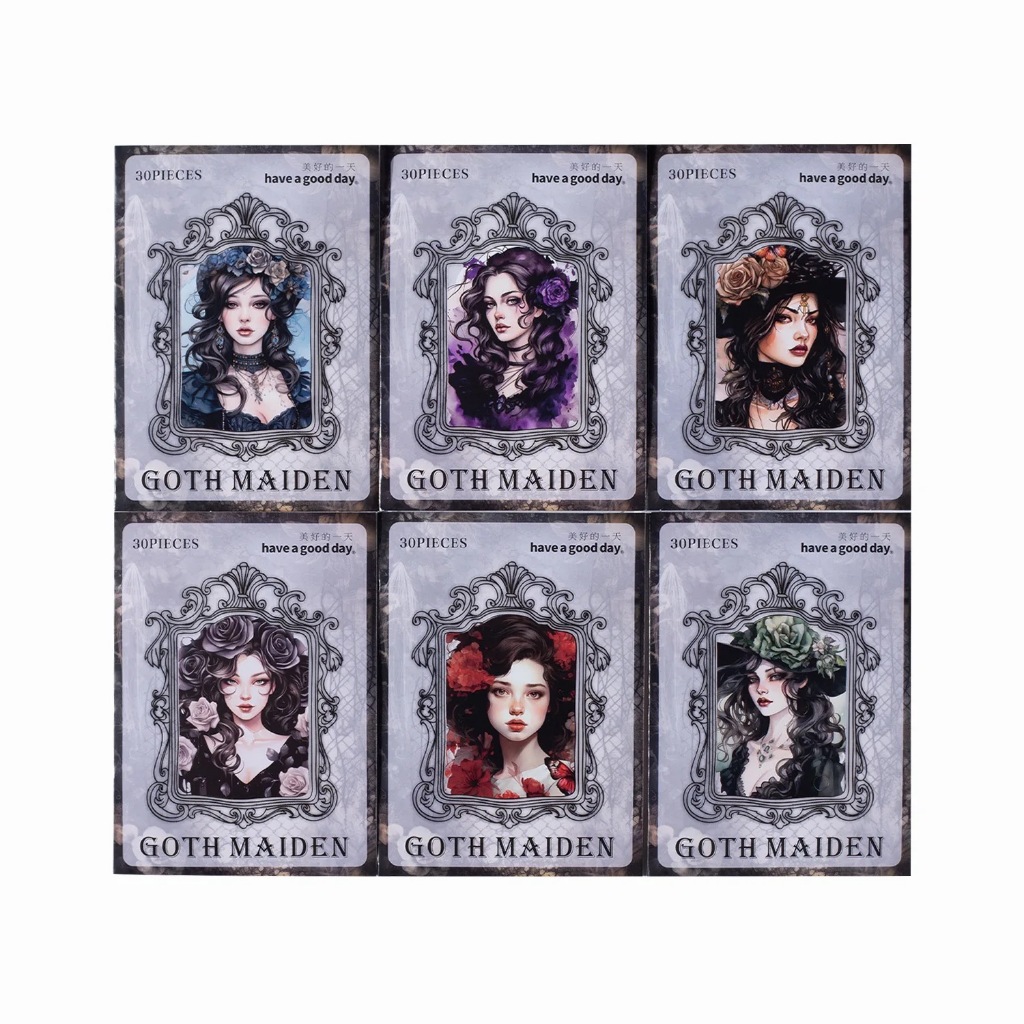30 Pet Sticker/Pack Gothic Girl Series Vintage Characters