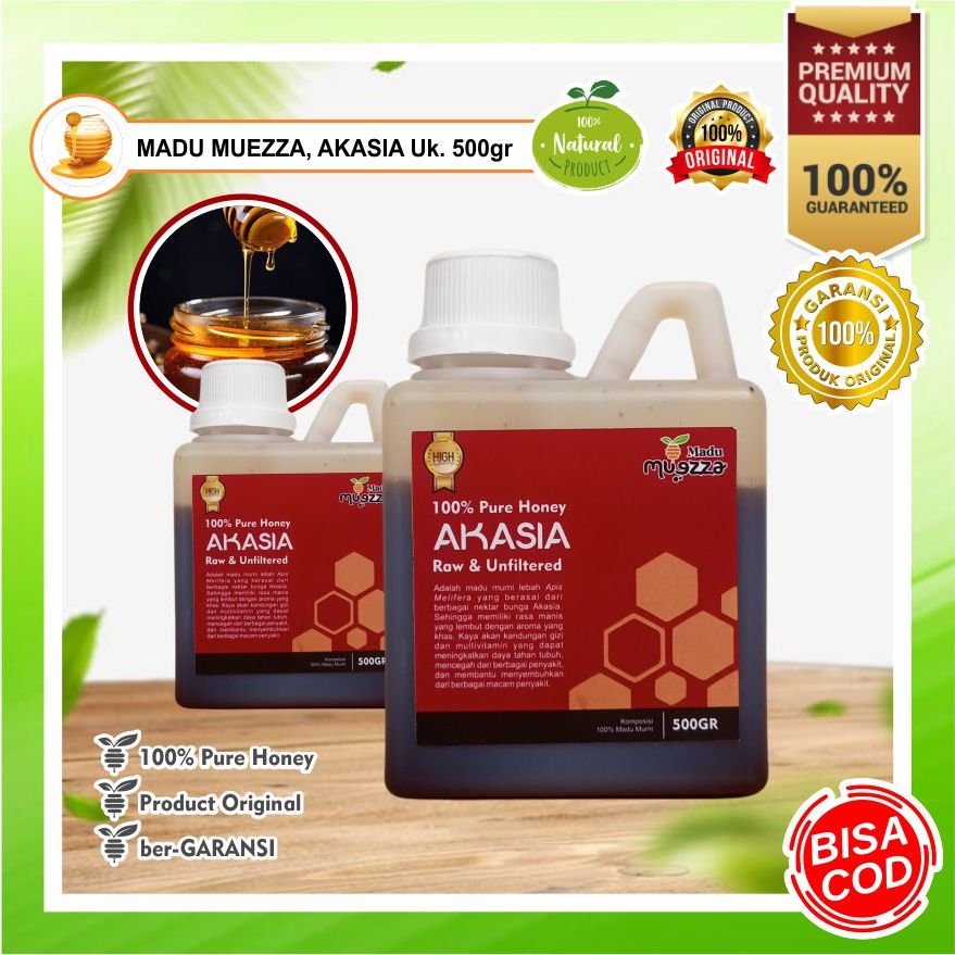 

MADU AKASIA ASLI MADU MUEZZA Grade A uk. 500gr , 100% PURE NATURAL HONEY , MADU ASLI MURNI ALAMI dari NEKTAR BUNGA AKASIA dg Rasa Madu Manis & Lembut Pilihan Kesukaan Keluarga sbg Minuman Kesehatan & Kebugaran