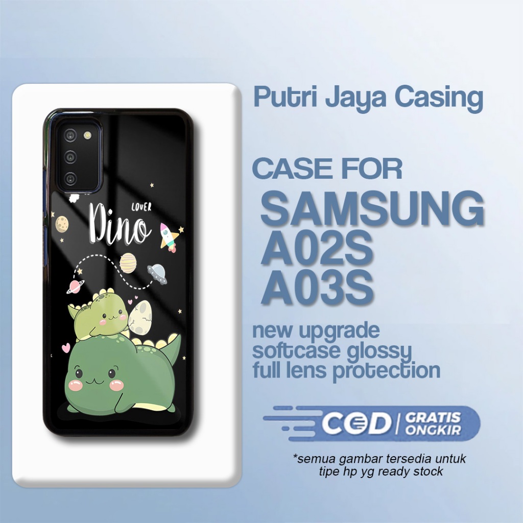 Case samsung a02s /a03s terbaru motif dino cute hardcase softcase premium glosys casing hp