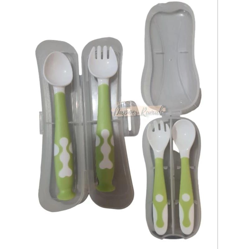 SENDOK MAKAN ANAK BAYI/SENDOK MAKAN ANAK PLASTIK PREMIUM/SENDOK MAKAN SET ANAK + KOTAK