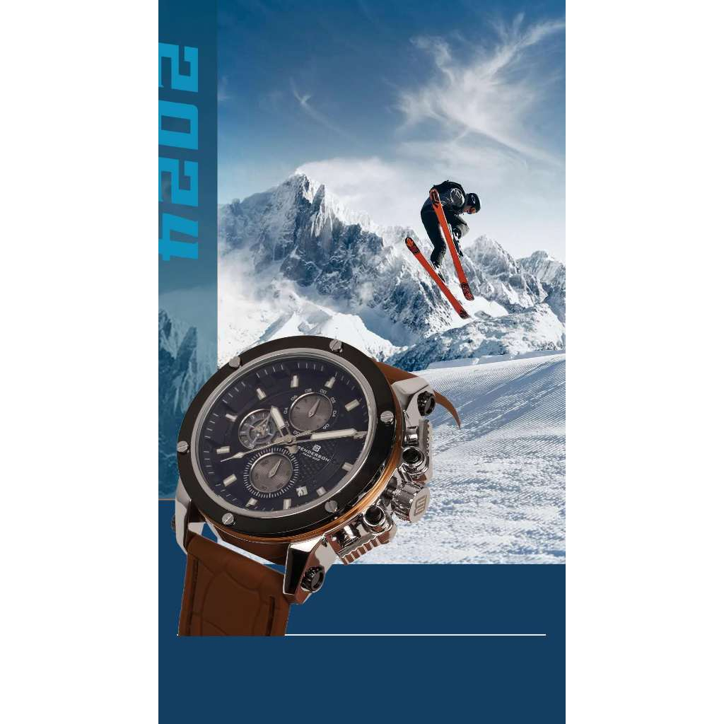 BENDERSON 1730 JAM TANGAN PRIA CHRONO DATE AKTIF TALI SILIKON 3ATM WATER RESISTANT