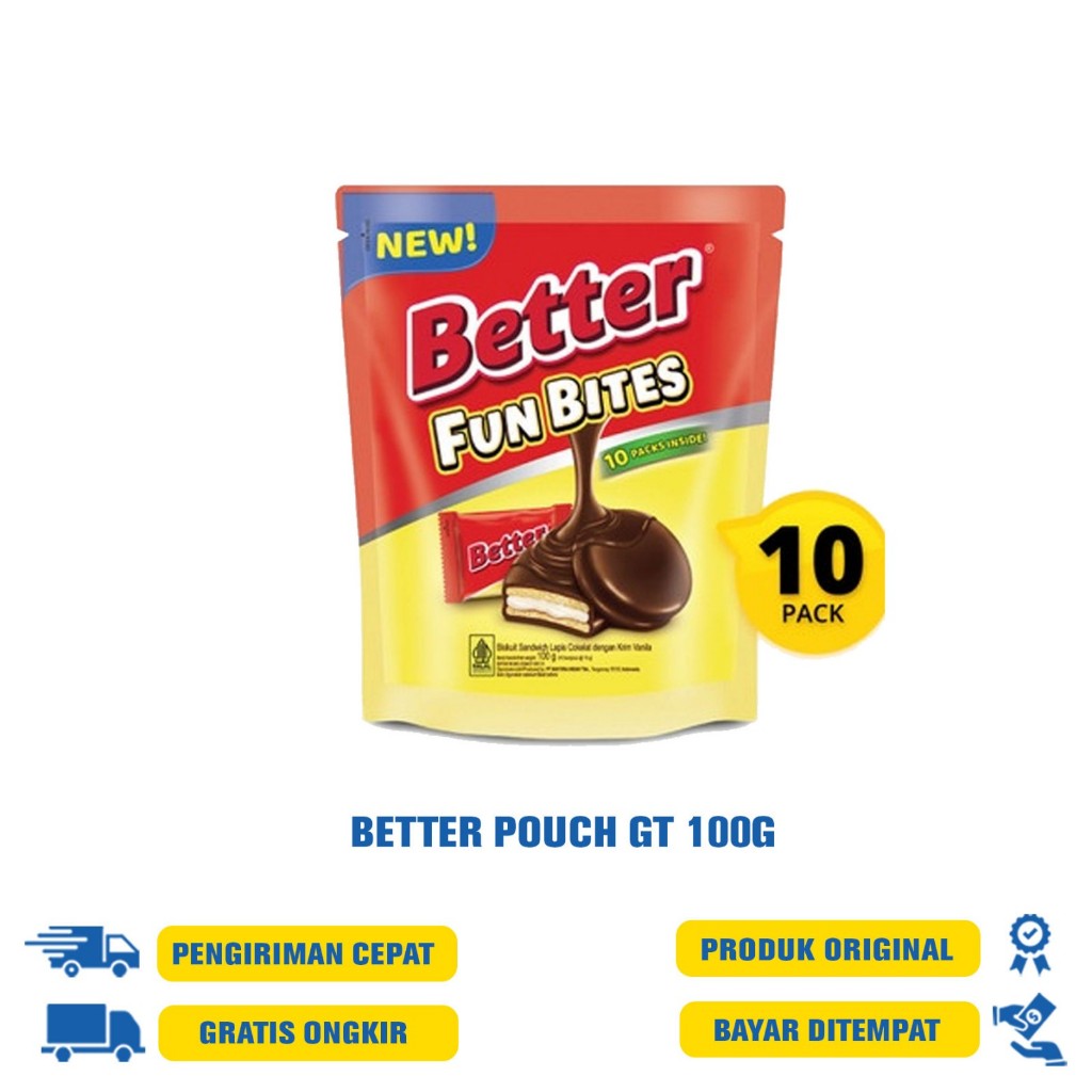 

BETTER SANDWICH BISCUIT COKELAT VANILLA CREAM | POUCH 100 GR