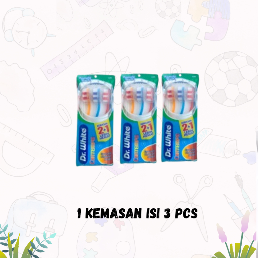 SIKAT GIGI DR.WHITE BRITE FAMILY PACK Contempo KEMASAN 2+1 LEBIH HEMAT (1 KEMASAN ISI 3PCS)