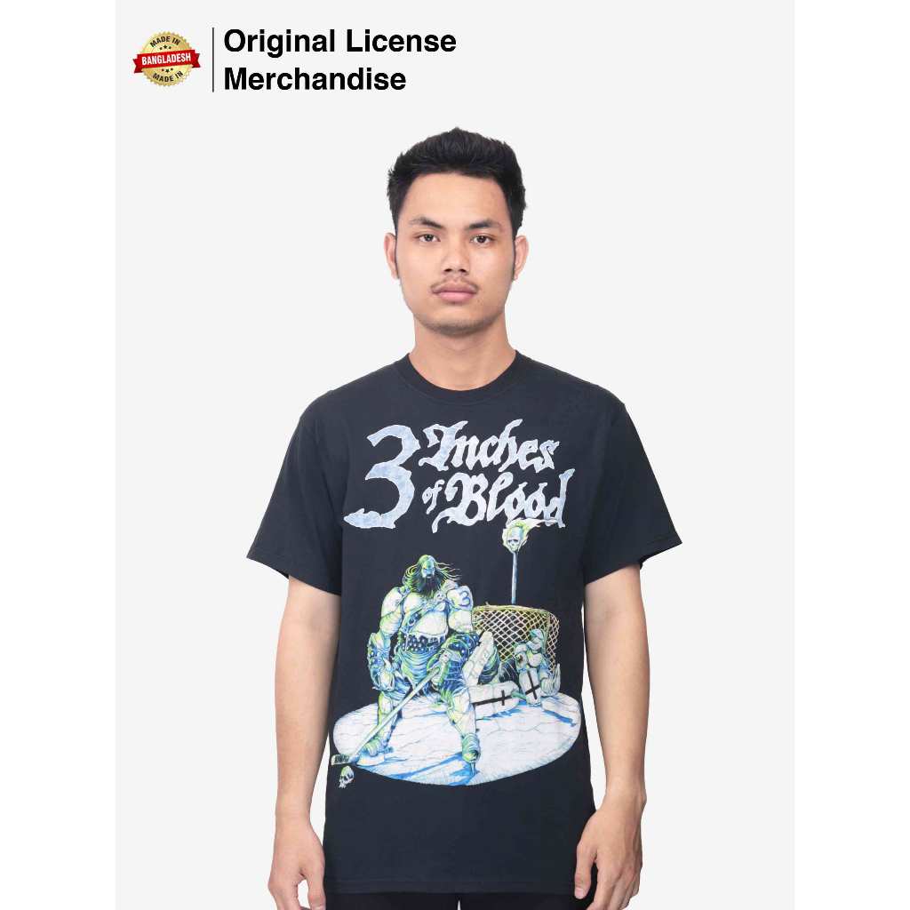 Kaos Baju Tshirt Short Sleeve Casual Import Pria Wanita Band Musik Original 3 INCHES OF BLOOD Mens H
