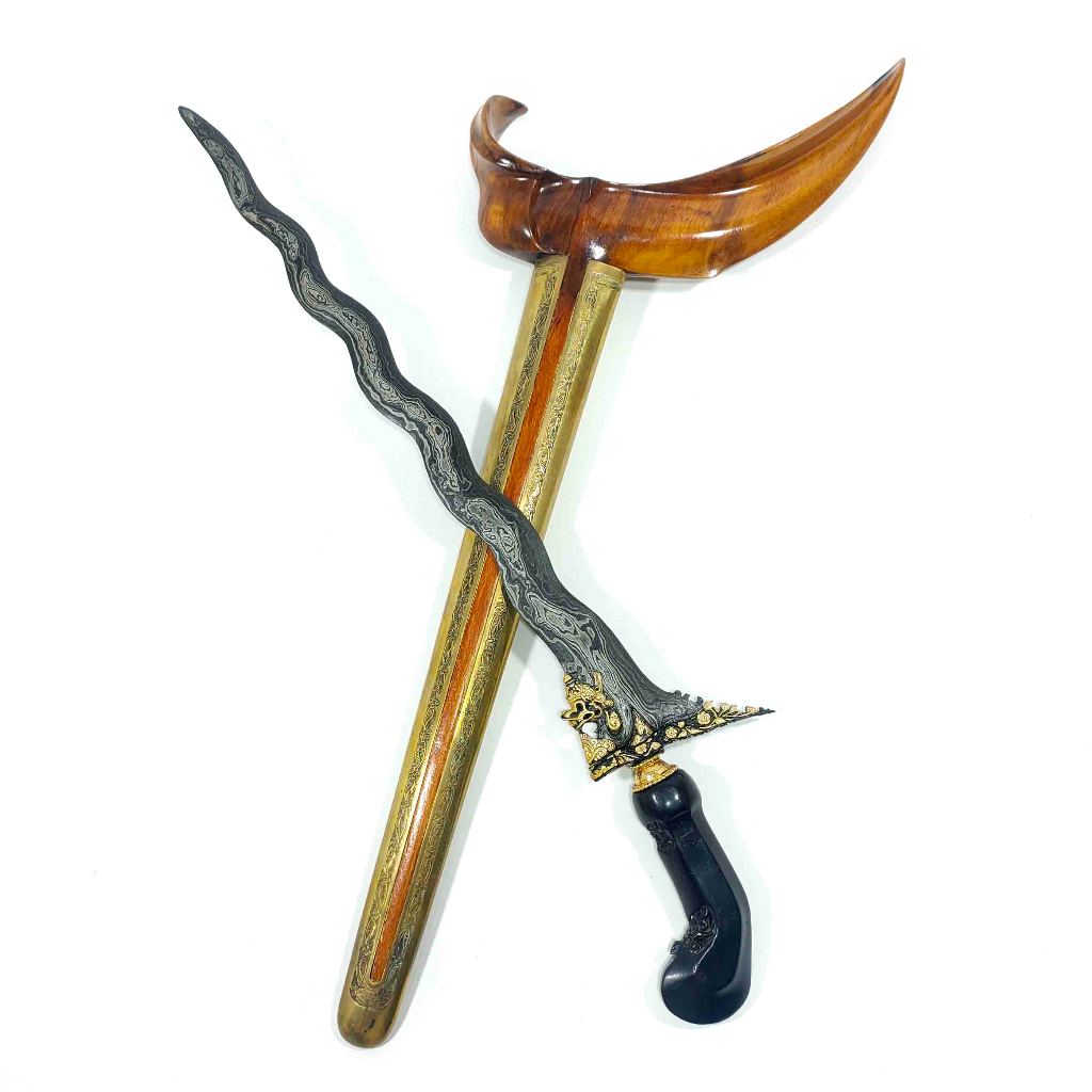 Keris Naga Siluman Kinatah Emas Pamor Kulit Semangka Kamardikan Alusan