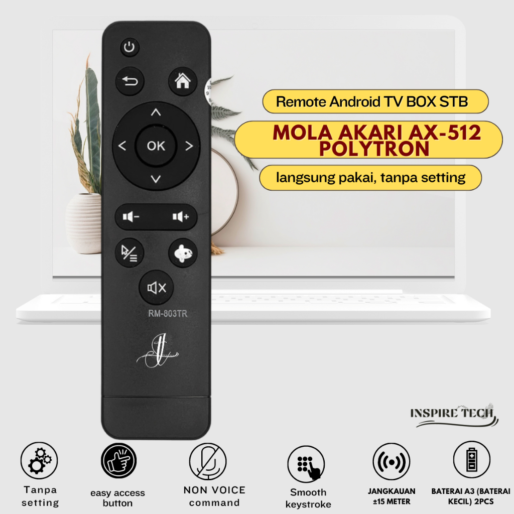 Remot Remote STB Polytron MOLA TV PDB-M11 / Remote Set Top Box Android Box MOLA RM 803tr TV XL Home Akari