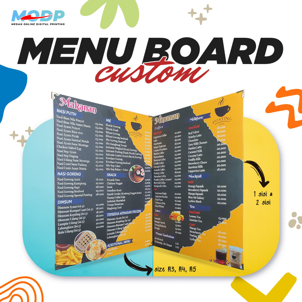 

Cetak Daftar Menu Board Tebal - 2 Sisi - Menu Kuliner - Print Menu - Papan Menu