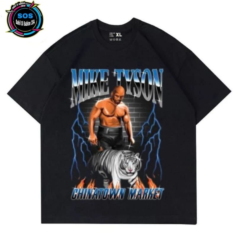 KAOS T-SHIRT MIKE TYSON CHINATOWN MARKET KAOS PRIA WANITA TEE BOXING BLACK BAJU VINTAGE | BOOTLEG | 