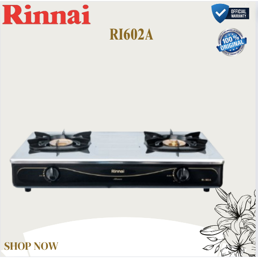 RINNAI KOMPOR GAS 2 TUNGKU RI-602AG/RI602AG/RI602AG/RI 602AG/RI-602 AG/ORIGINAL RINNAI/GARANSI RESMI