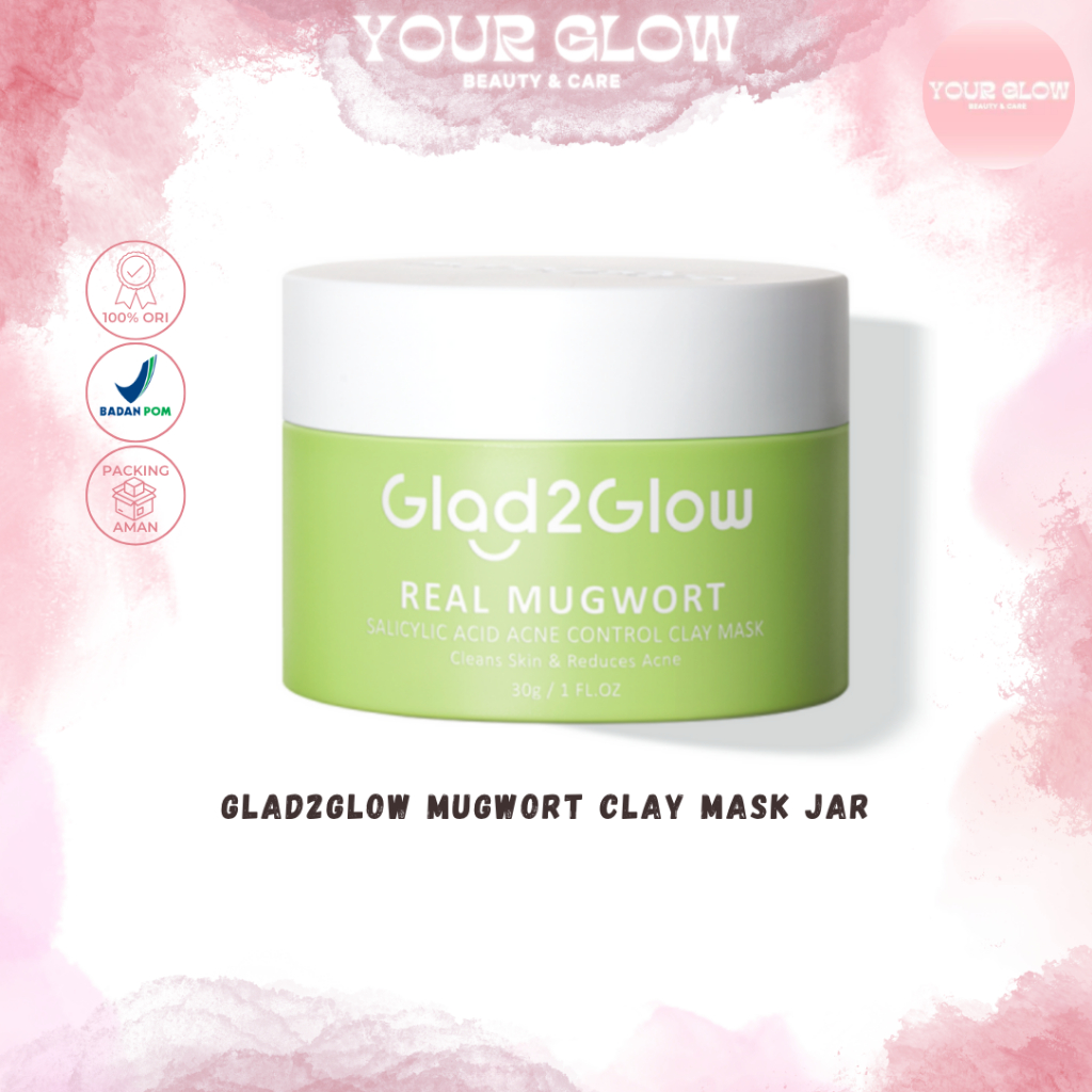 Glad2Glow Mugwort Clay Mask Jar [BPOM Certified] Salicylic Acid Jelly Mask | Anti Pores & Acne
