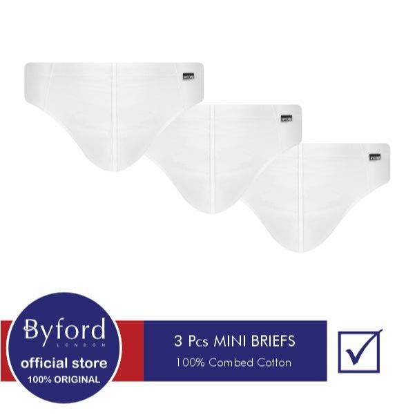 Byford Celana Dalam Pria Mini Brief 3 Pcs Putih / pack - QBYB37M3S