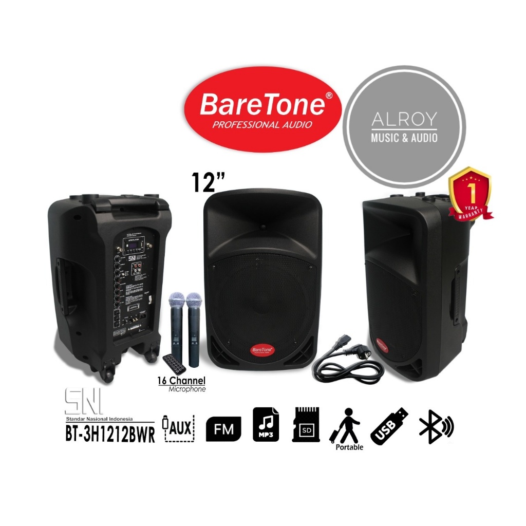 Speaker Portable Baretone 12" BT-3H1212BWR / 12BWR / 12 BWR