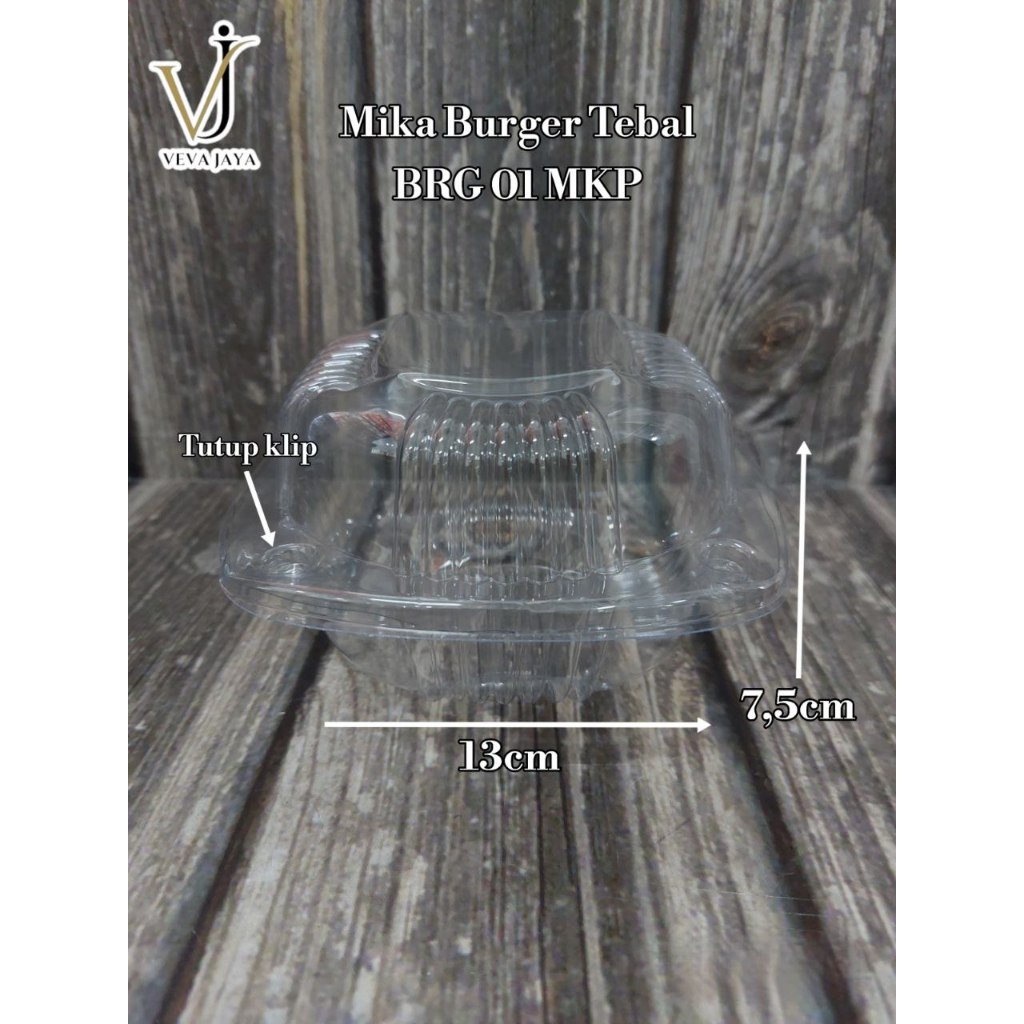 Mika burger tebal dengan klip perekat 1 pack isi 25 pcs/ BRG 01 MKP/ mika burger tebal