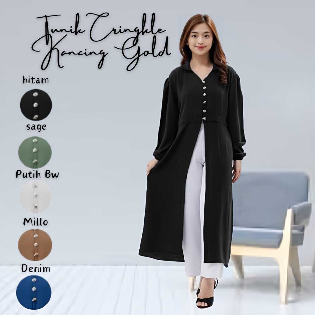 COD midi dress crinkle/atasan tunik terbaru bahan premium/dress kayana (ky)