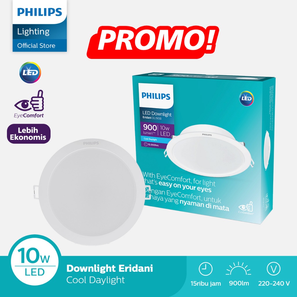 Philips Downlight ERIDANI 125 10W 65K WH Recessed LED Putih