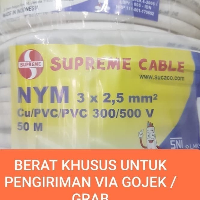 KODE T88C KABEL NYM 3 X 25 3X25 SUPREME 1 ROL ROLL 5M 5METER 5 M METER GOJEK  GRAB