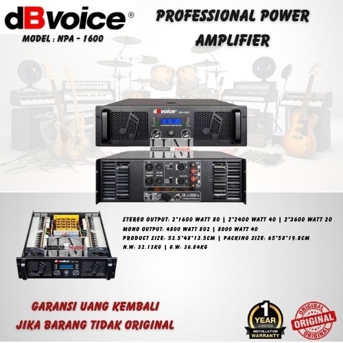 dBVoice Power Amplifier dBVoice NPA1600/NPA1600 Class GB - GARANSI