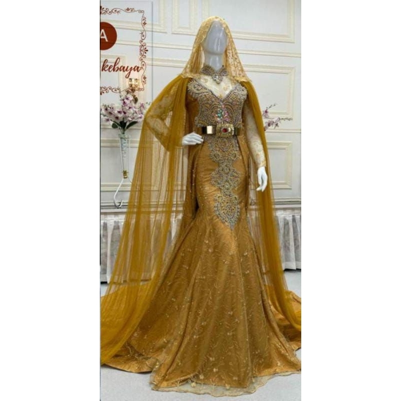 slim kunyit preloved gaun pengantin second