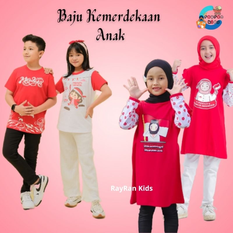 Baju anak unisex edisi kemerdekaan merah putih Kaos agustusan kaos merdeka Tunik anak kemerdekaan baju 17an agustus