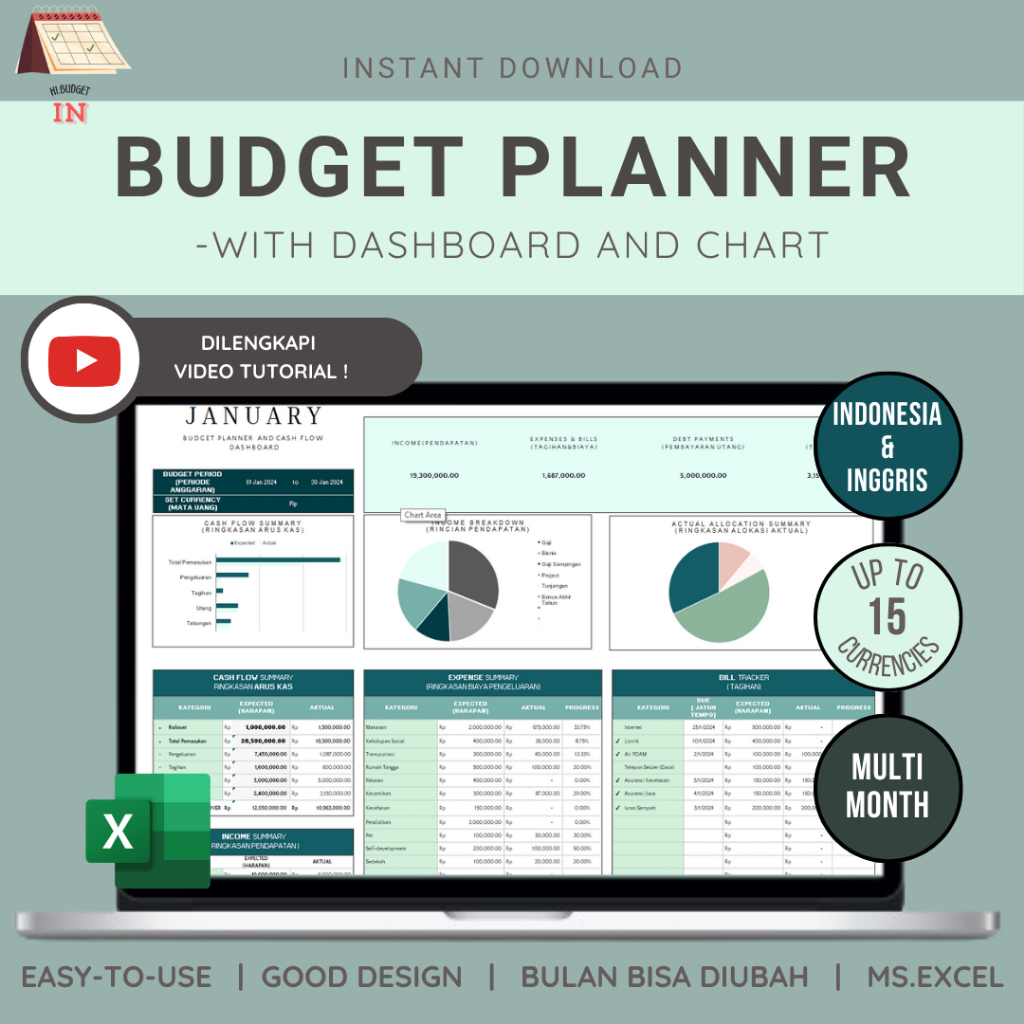 Template Catatan Keuangan Bulanan Microsoft Excel