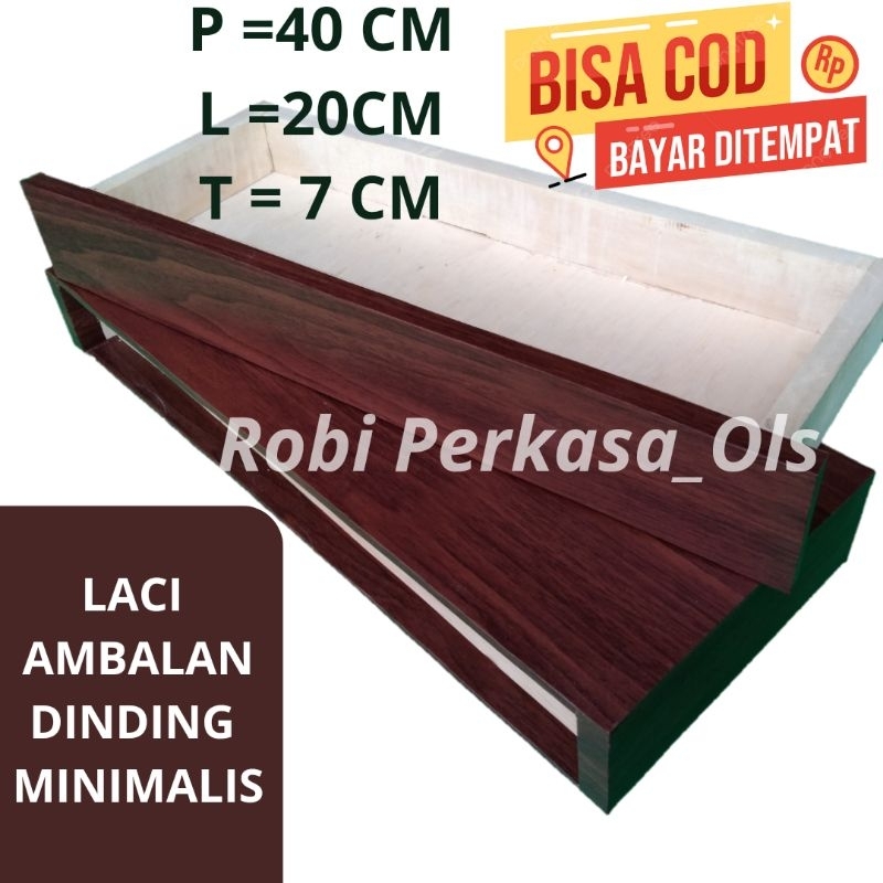Rak Laci Ambalan Dinding Minimalis 40×20Cm / Rak Ambalan Laci Multifungsi / Rak Laci Dinding Ambalan