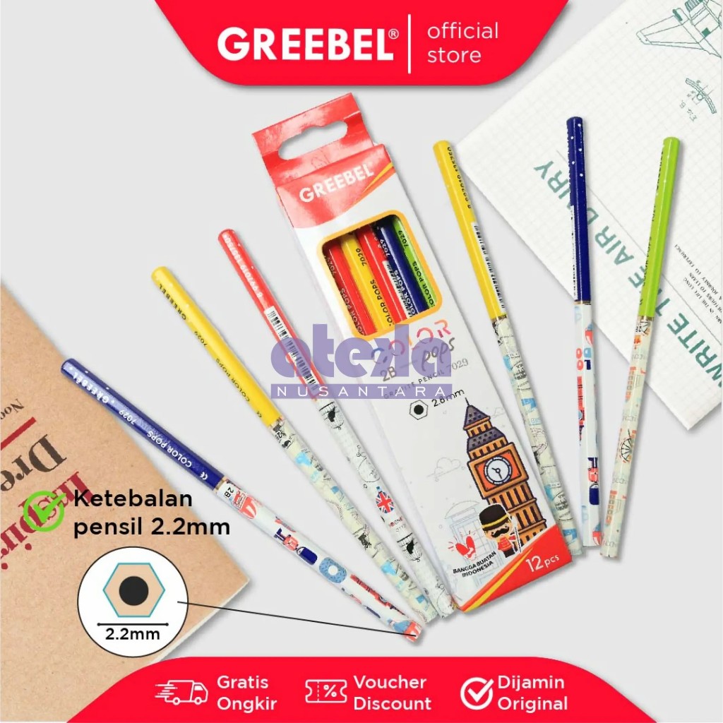 

GREEBEL Pensil kayu 2B 7029 COLOR POP